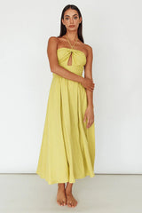Maravilhosa Keyhole Halter Midi Dress Lime