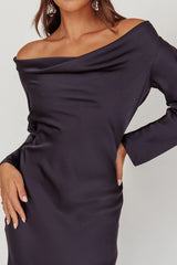 Cecilia Long Sleeve Drape Back Maxi Dress Navy