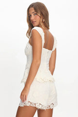 Tarelle Scalloped Edge Lace Shorts Cream