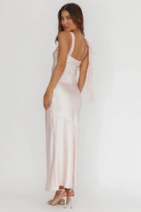 Carmel Shoulder Sash Midi Dress Blush