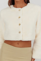 London Day Faux Fur Crop Jacket Cream