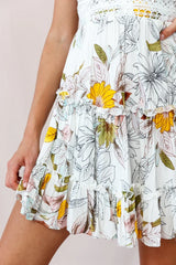 Sanctuary Applique Bust Tie-Knot Back Dress Floral Print White