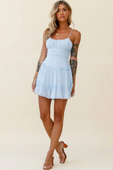Stolen Moments Cami Strap Ruffle Dress Steel Blue