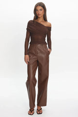 Fair Play Faux Leather Pants Coffee