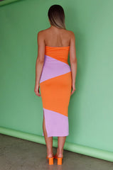 Shondra Crepe Texture Tube Dress Orange