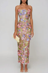 Denica Flower Embroidered Maxi Dress