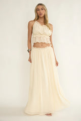 Marivelle String Tie Open Back Top Oyster