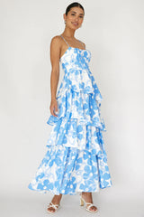 Hopeful Tiered Layered Maxi Dress Blue