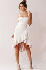 Cartagena High-Low Asymmetric Salsa Dress Beige