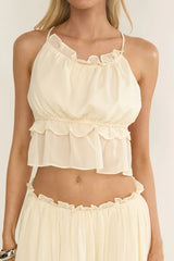 Marivelle String Tie Open Back Top Oyster