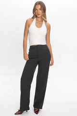 In Disguise Straight Leg Pocket Pants Charcoal