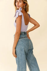 Can't Stop Me Bow Shoulder Bodysuit Lilac