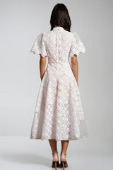 Dimitrios Flower Embroidered Midi Dress