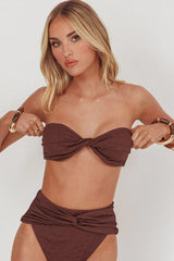 Monique Twist Bandeau Bikini Top Chocolate Texture