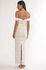 Jewelene Off-Shoulder Maxi Dress Lace White