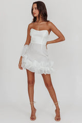 L'amour Toujours Frill Accent Mini Dress White