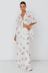 Light Aura Maxi Skirt Print White Tan
