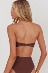 Monique Twist Bandeau Bikini Top Chocolate Texture