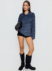 Mystris Collared Jumper Blue Stripe