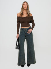 Ziggie Low Rise Baggy Jeans Antique Wash
