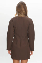 Hendrix Long Sleeve Mini Dress Chocolate