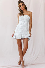 Gabrielle Tweed String-Tie Strap Dress White Multi
