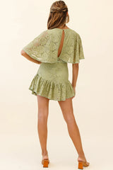 Geneva Cape Sleeve Lace Dress Khaki