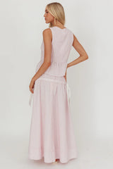 Salty Sea Side Bow Maxi Skirt Blush Stripe