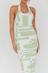 Desert Daze Halterneck Knit Dress Sage