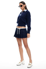 LIONESS Racquet Club Knit Sweater Navy