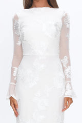 Helsi Long Sleeve Embellished Maxi Dress White