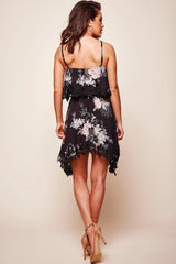 Cassandra Shelf Top Floral Garden Dress Black