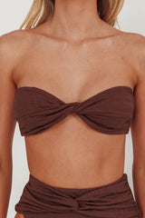 Monique Twist Bandeau Bikini Top Chocolate Texture