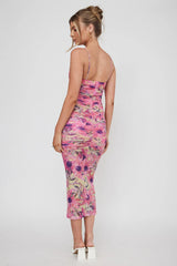 Logan Cami Strap Midi Dress Flower Pink