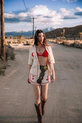 On Vacay Button-Up Shirt Embroidered Beige