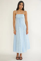 Shaye Embroidery Insert Maxi Dress Blue