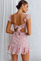 Barcelona Tied Back Mini Dress Floral Blush