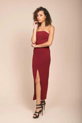 Payton Sexy Bodycon Midi Dress Burgundy