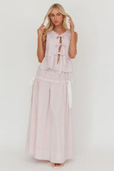 Salty Sea Side Bow Maxi Skirt Blush Stripe