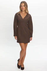 Hendrix Long Sleeve Mini Dress Chocolate