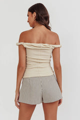 Teri Rolled Off-Shoulder Top Oat