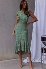 Jackie Pinafore Floral Lace Dress Avocado