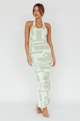 Desert Daze Halterneck Knit Dress Sage