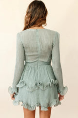 Greta Tiered Ruffle Chiffon Dress Olive