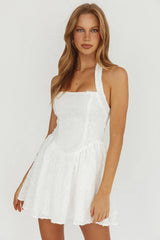 Rune Halterneck Mini Dress Applique White