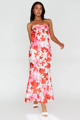 Latisha Strappy Cowl Back Midi Dress Floral Red