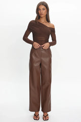 Fair Play Faux Leather Pants Coffee