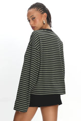 LIONESS Bloom Long Sleeve Forest Stripe