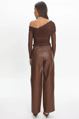 Fair Play Faux Leather Pants Coffee