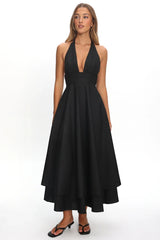 As It Was Halterneck A-Line Maxi Dress Black